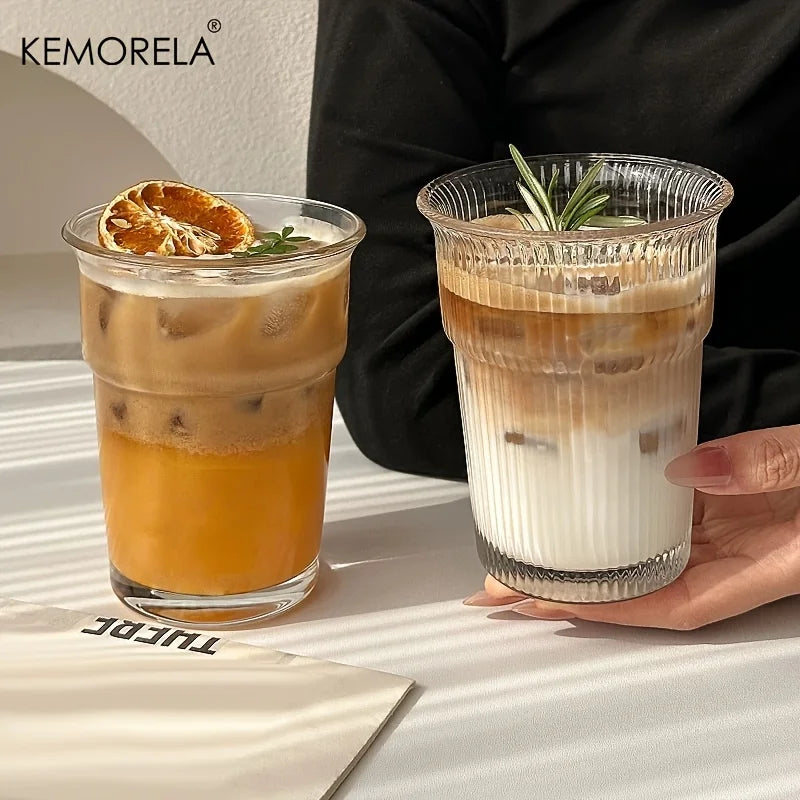 KEMORELA Borosilicate Glass Tumblers – Coffee, Whiskey & More Glass Tumbler Set Axl