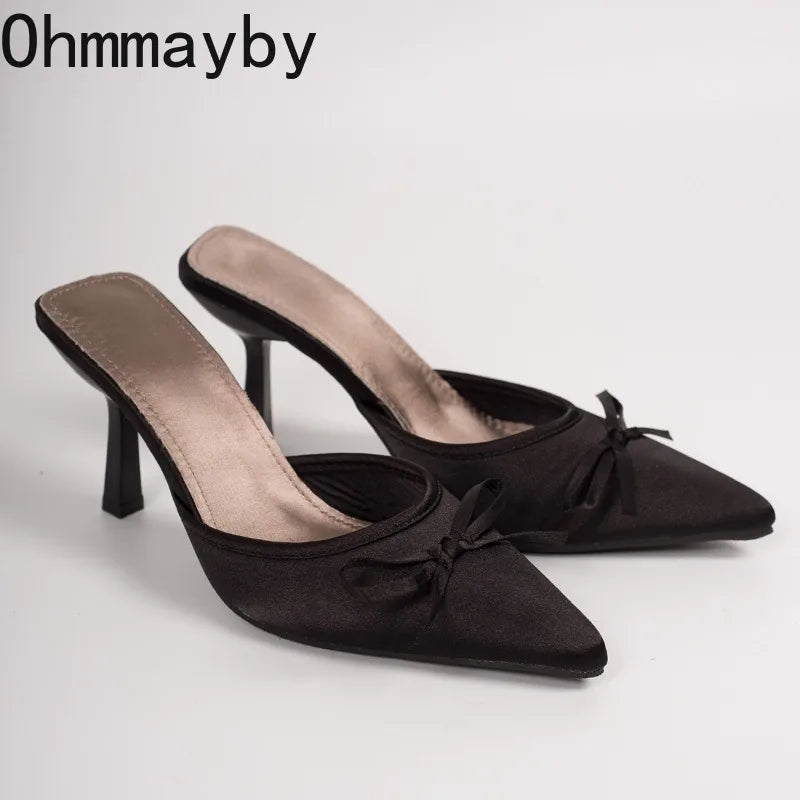 Women's Pointed Toe High Heel Mule Slides – Slip-On Pumps High Heel Mule Slides Axl