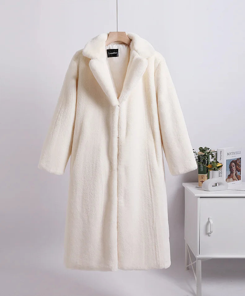 Women's Faux Fur Long Plush Coat – Plus Size S–5XL Winter Faux Fur Coat Axl Beige 2XL-3XL China Mainland
