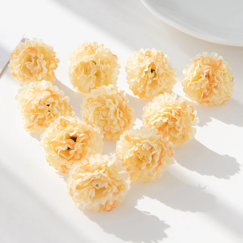 10 Mini Silk Carnation Artificial Flowers – Crafts & Home Decor Artificial Flowers Axl YELLOW