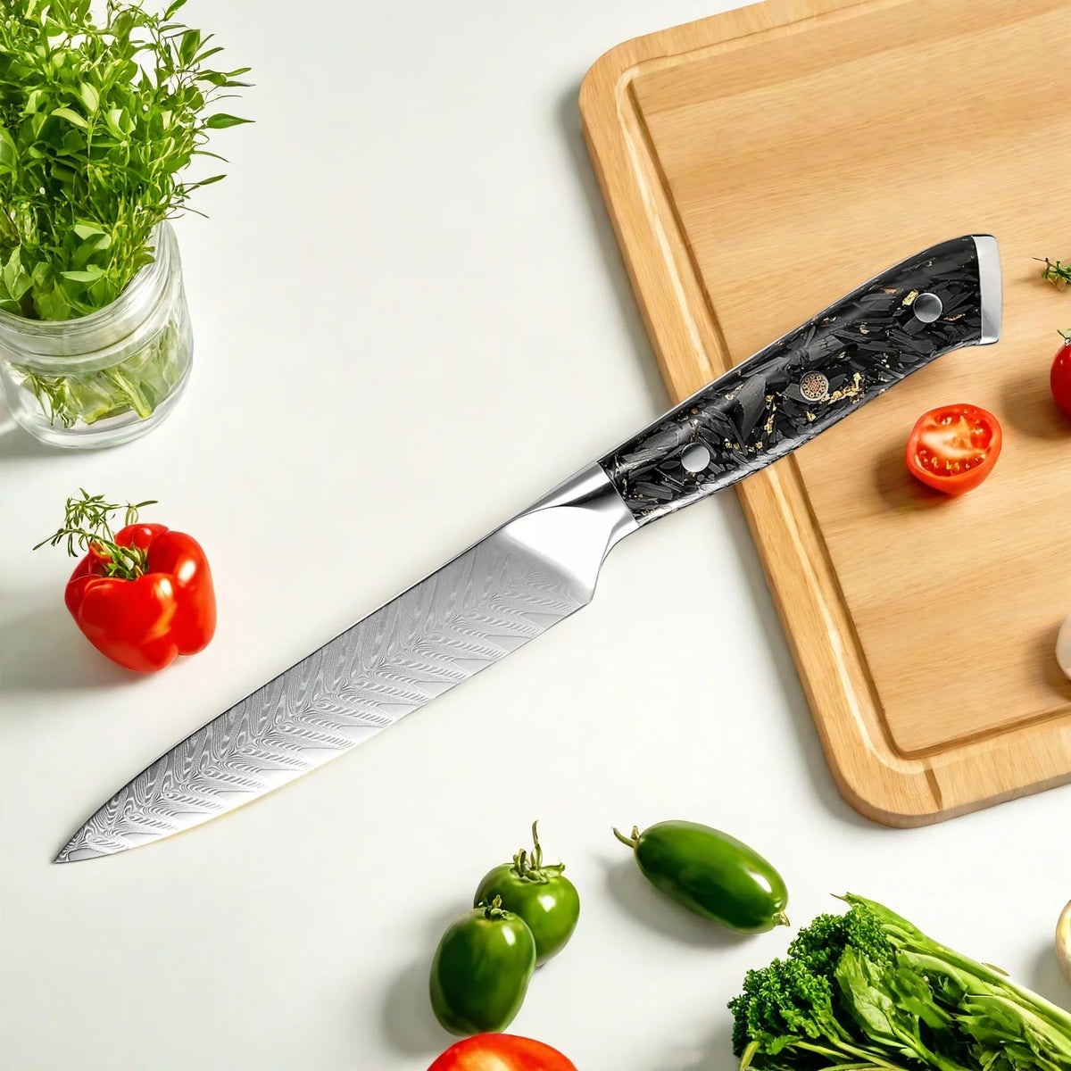 5-Inch VG10 Damascus Steel Paring Knife | Sharp Utility Knife Damascus Paring Knife Axl
