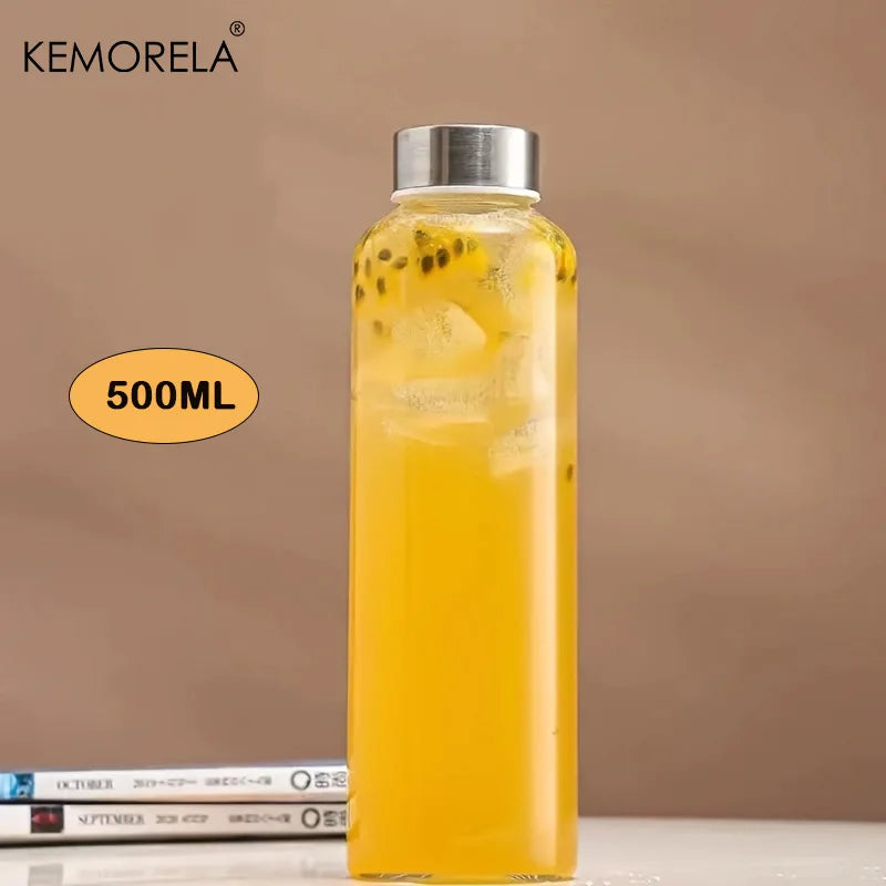 KEMORELA Glass Water Bottle – Leak-Proof 500/750/1000ml Glass Water Bottle Axl 500ML 500-1000ML