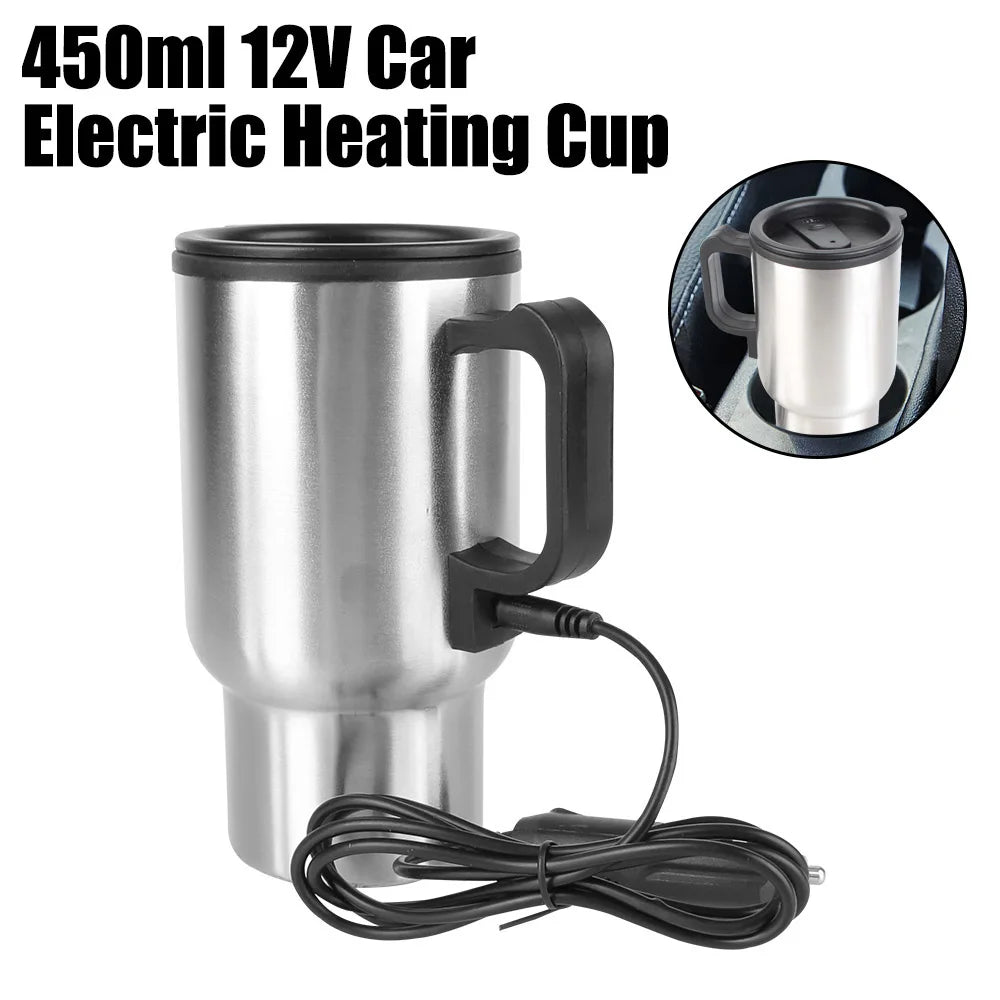 12V Electric Car Kettle 450ml Stainless Steel Travel Mug Car Electric Kettle Axl
