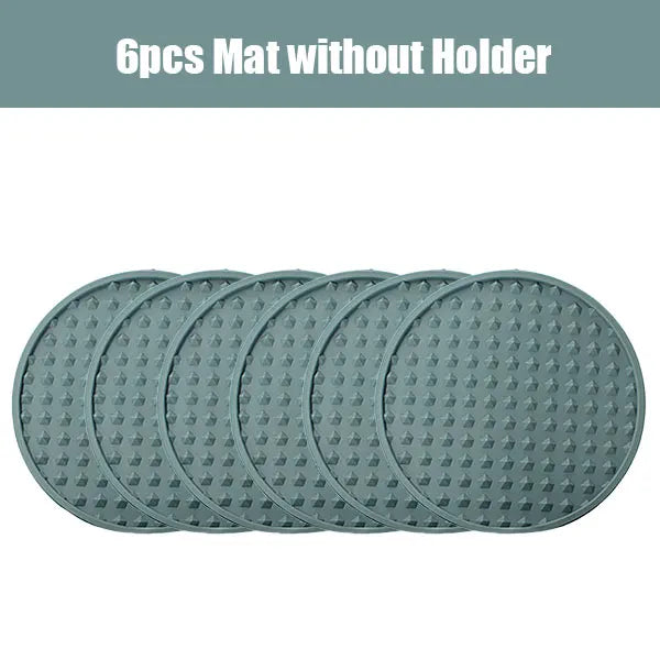 Silicone Drink Coasters with Holder 6/7 Pcs – Non-Slip Set Drink Coaster Set Axl Only 6 Blue Mats 10x10cm