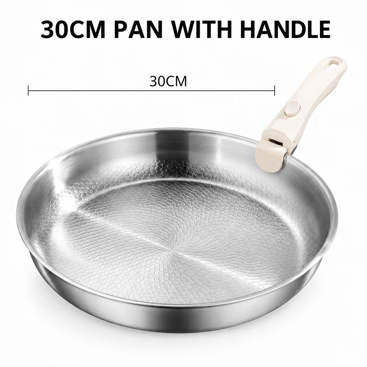 Detachable Handle Frying Pan – 3-Ply Stainless Steel Skillet Stainless Steel Skillet Axl 30cm with Handle