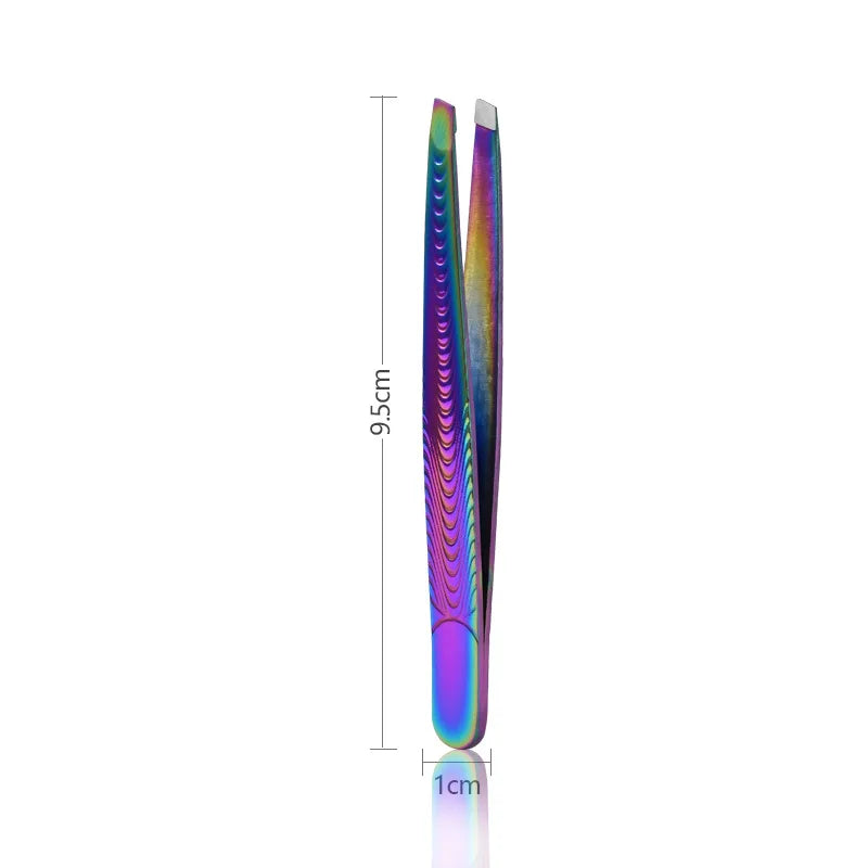 Slant Tip Stainless Steel Tweezers – Brow & Eyelash Tool Beauty Tweezers Axl Fish pattern with ti