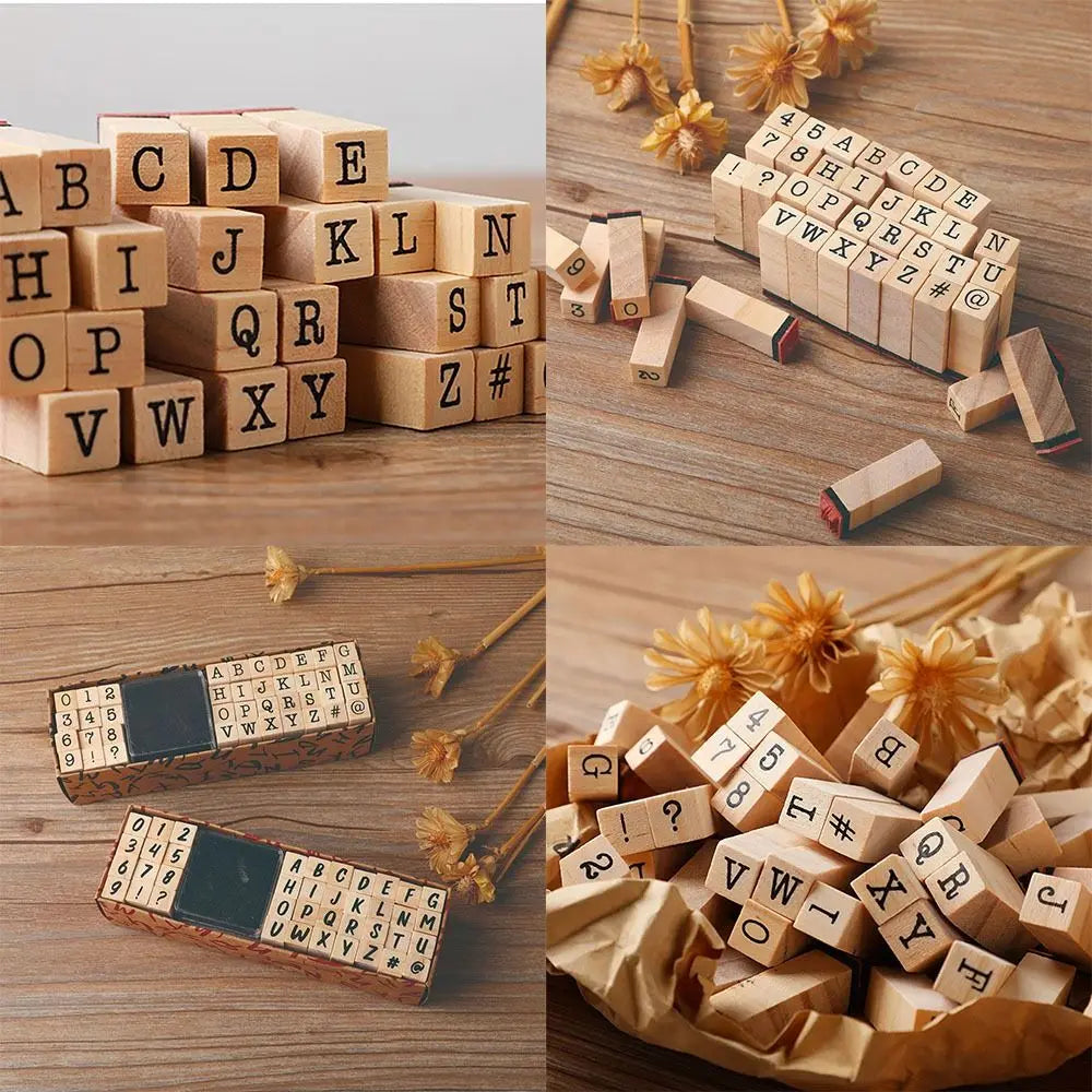40-Piece Retro Alphabet Rubber Stamp Set – Craft & Card Making Rubber Stamp Set Axl