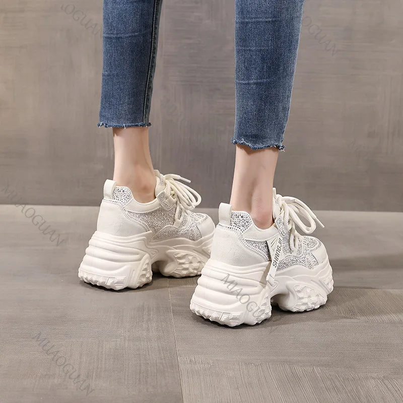 Women's Bling Chunky Platform Sneakers – 8CM High Heel Platform Sneakers Axl