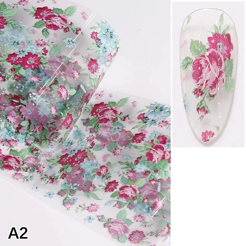 Floral Rose Nail Transfer Foil Stickers – DIY Nail Art Wraps Nail Art Stickers Axl A2