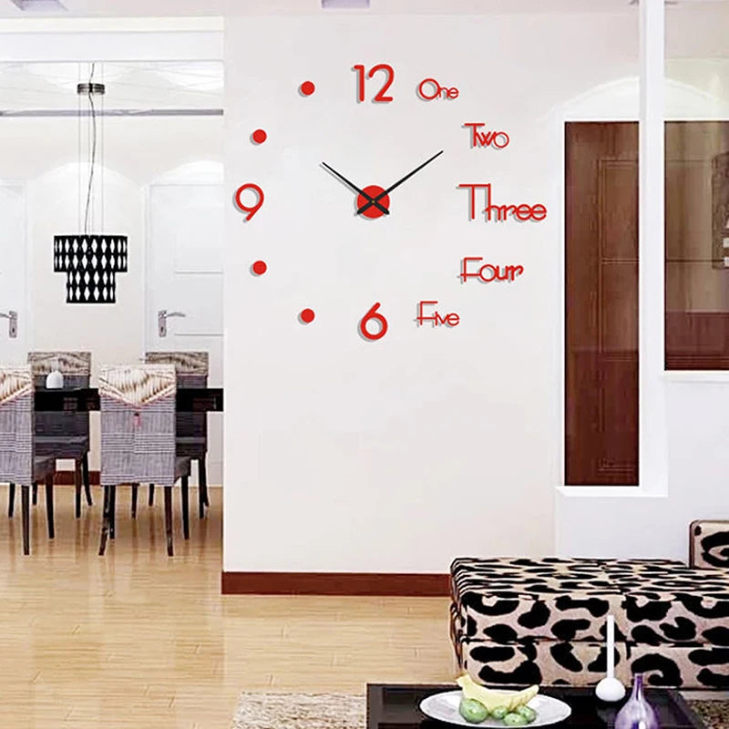 3D DIY Mirror Wall Clock – Silent Quartz Acrylic Home Decor DIY Wall Clock Axl