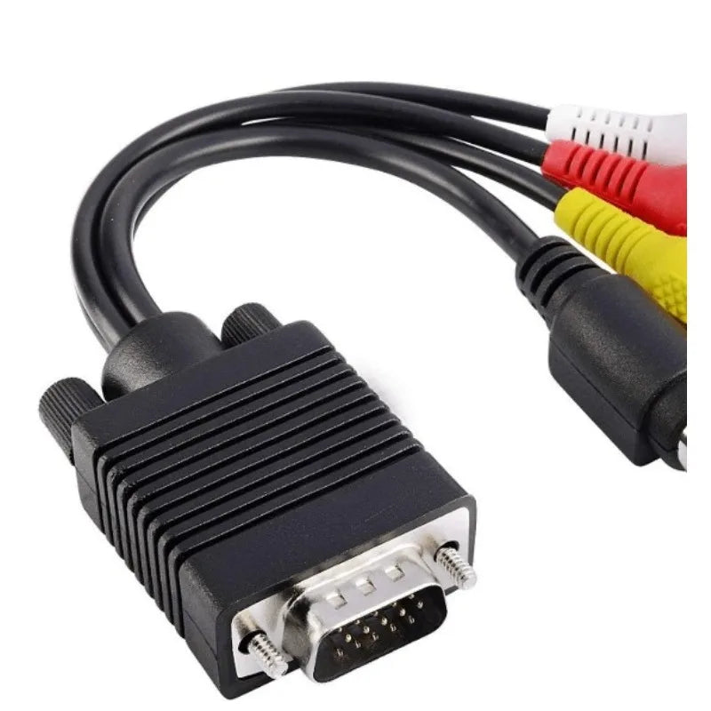 VGA to S-Video 3 RCA Composite AV Adapter Cable | PC Laptop Video Adapter Cable Axl