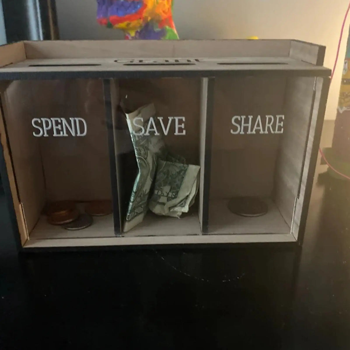 Wooden Coin Bank Box – 3 Compartments & Removable Lid Wooden Coin Bank Axl
