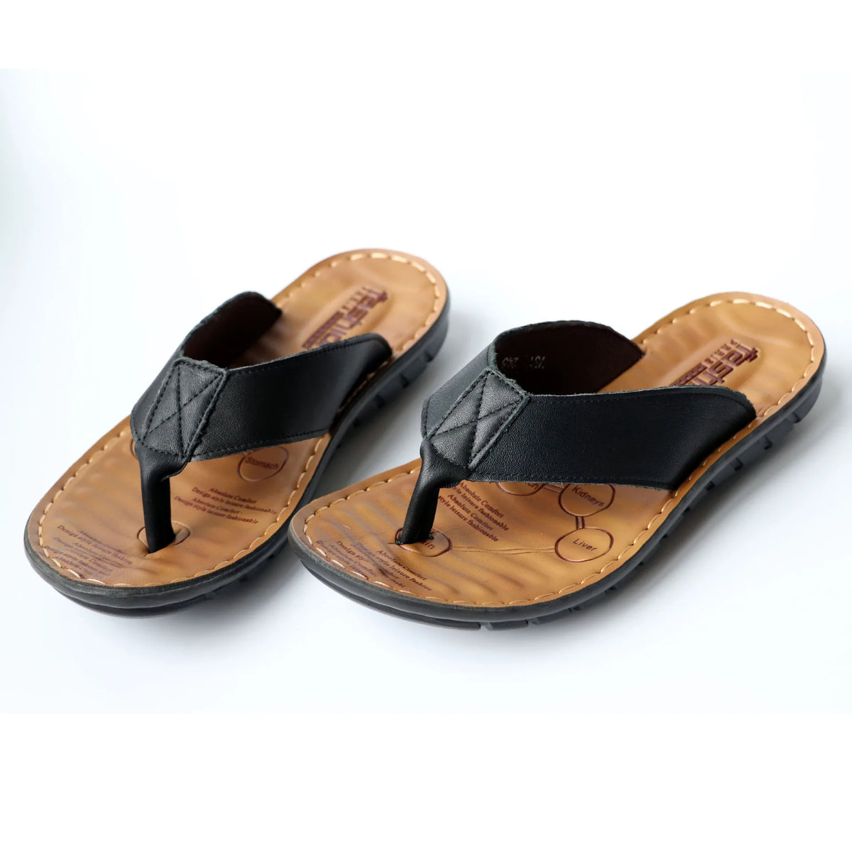 YBQJOO Men's Leather Flip Flops – Non-Slip Beach Sandals Men's Flip Flops Axl