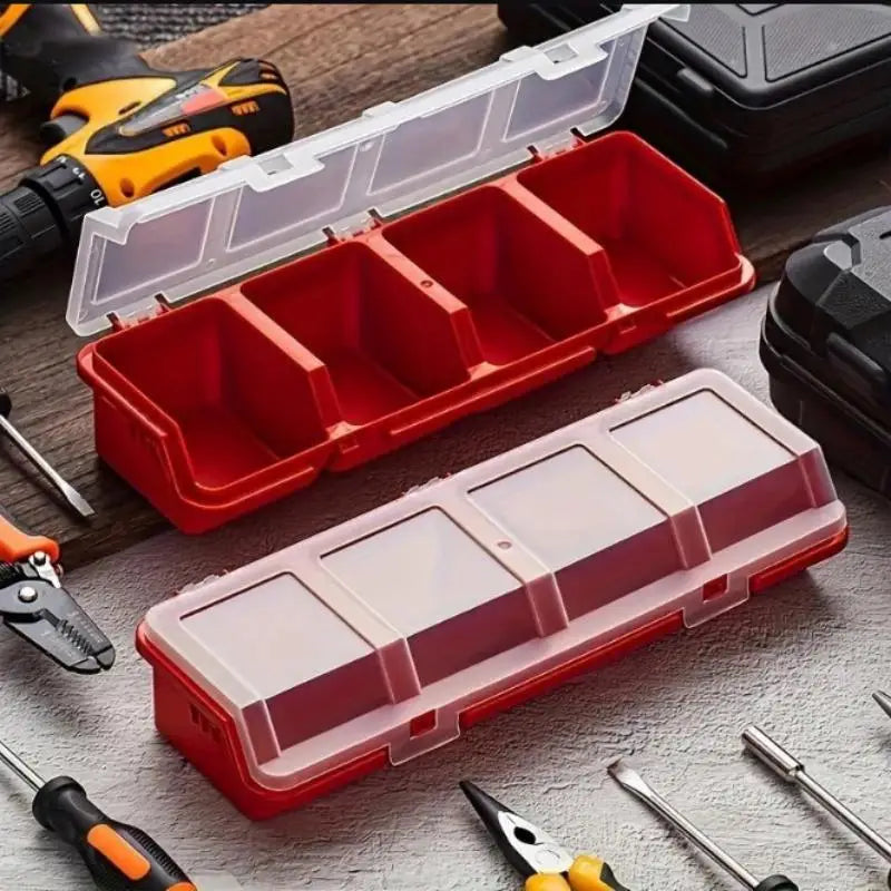 4-Compartment Plastic Parts Storage Box with Lid | Screw Organizer Parts Storage Box Axl