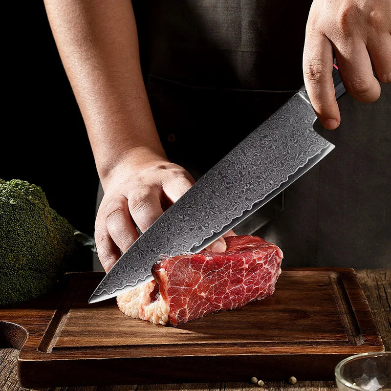 67-Layer Damascus Steel VG10 Chef Knife – Japanese Kitchen Set Damascus Chef Knife Axl