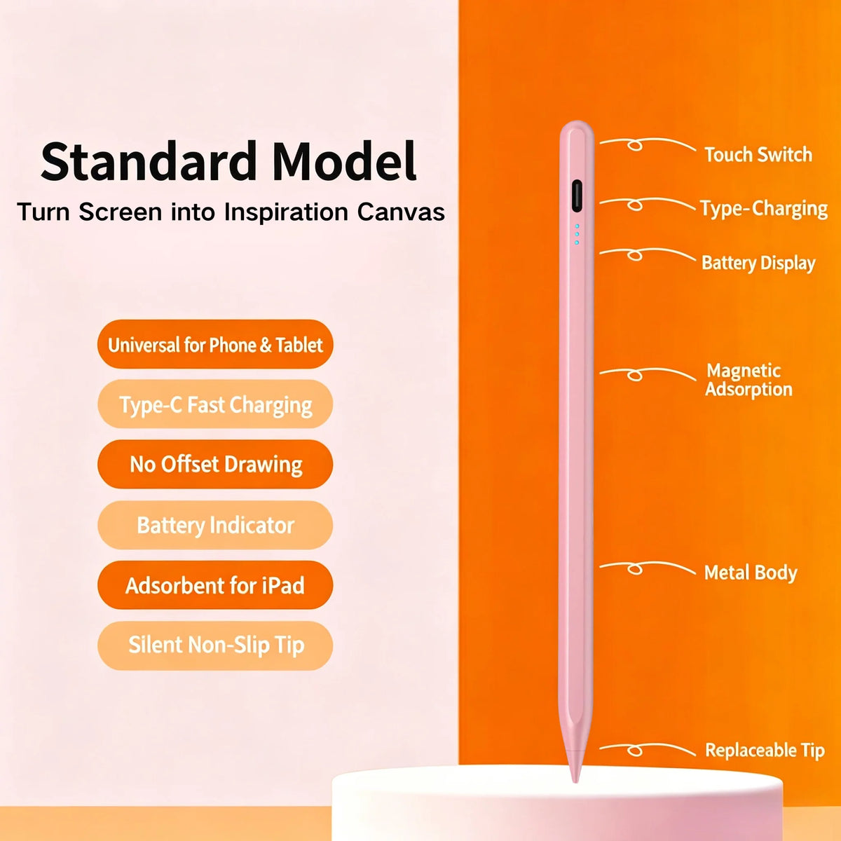 Universal Active Stylus Pen for iPad, Android, Xiaomi & Huawei Active Stylus Pen Axl Zp3-Pink