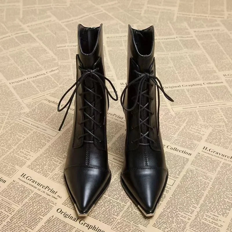 Women's 8cm High Heel Pointed Toe Chelsea Ankle Boots High Heel Ankle Boots Axl