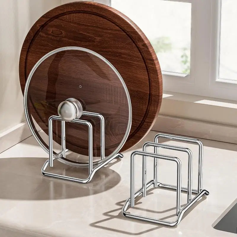 Stainless Steel Pot Lid & Cutting Board Rack | Kitchen Organizer Kitchen Storage Rack Axl
