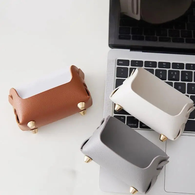 Minimalist PU Leather Business Card Holder – Desk Organizer Card Holder Stand Axl