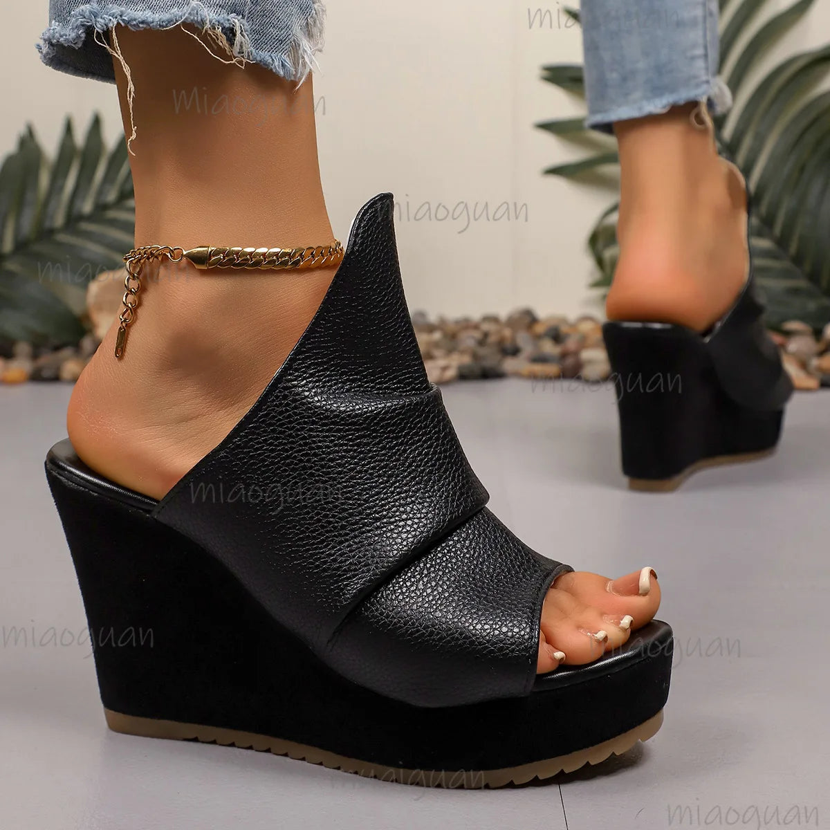 Women's 10cm Wedge Sandals – Roman Open Toe Platform Slides Wedge Platform Sandals Axl