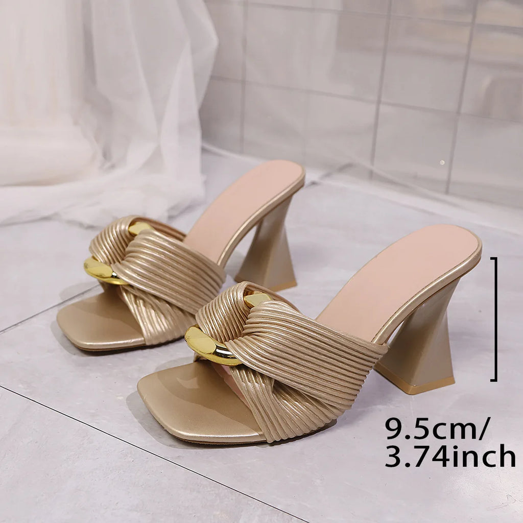Women's Square Toe Buckle Sandals – Breathable Summer Slippers Women's Sandals Axl Gold 43