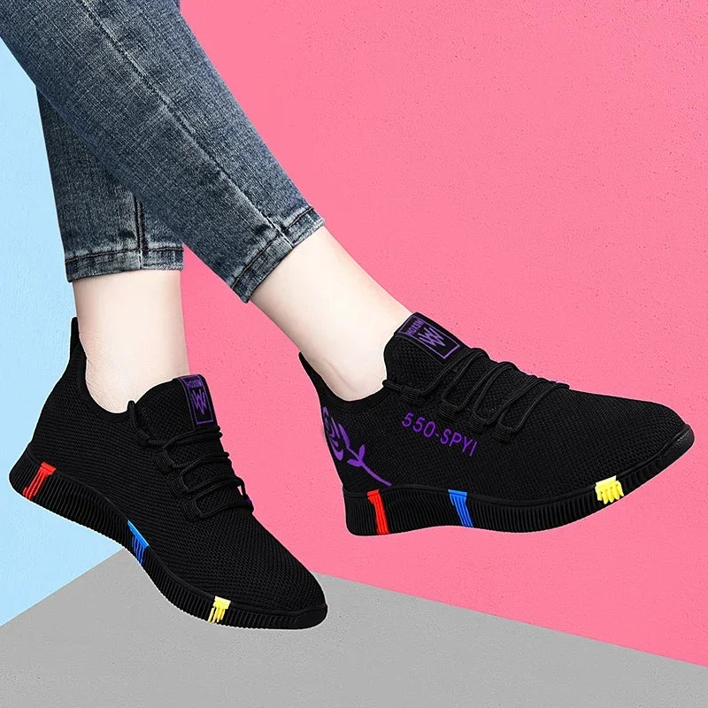 Women's Air Mesh Vulcanized Sneakers – Light Platform Flats Women's Casual Sneakers Axl PURPLE 37