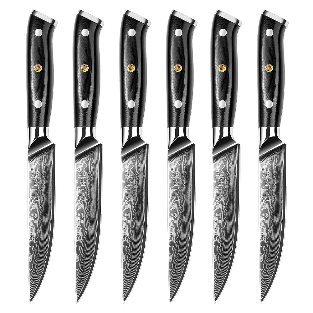 Sunnecko Damascus Steel Steak Knife Set 1–8 PCS | VG10 Core Damascus Steak Knife Set Axl 6PCS Knives Set China Mainland