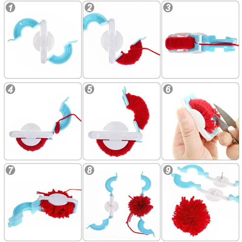4-Size Pompom Maker Set – Yarn Ball Weaver Knitting Tool Pompom Maker Set Axl
