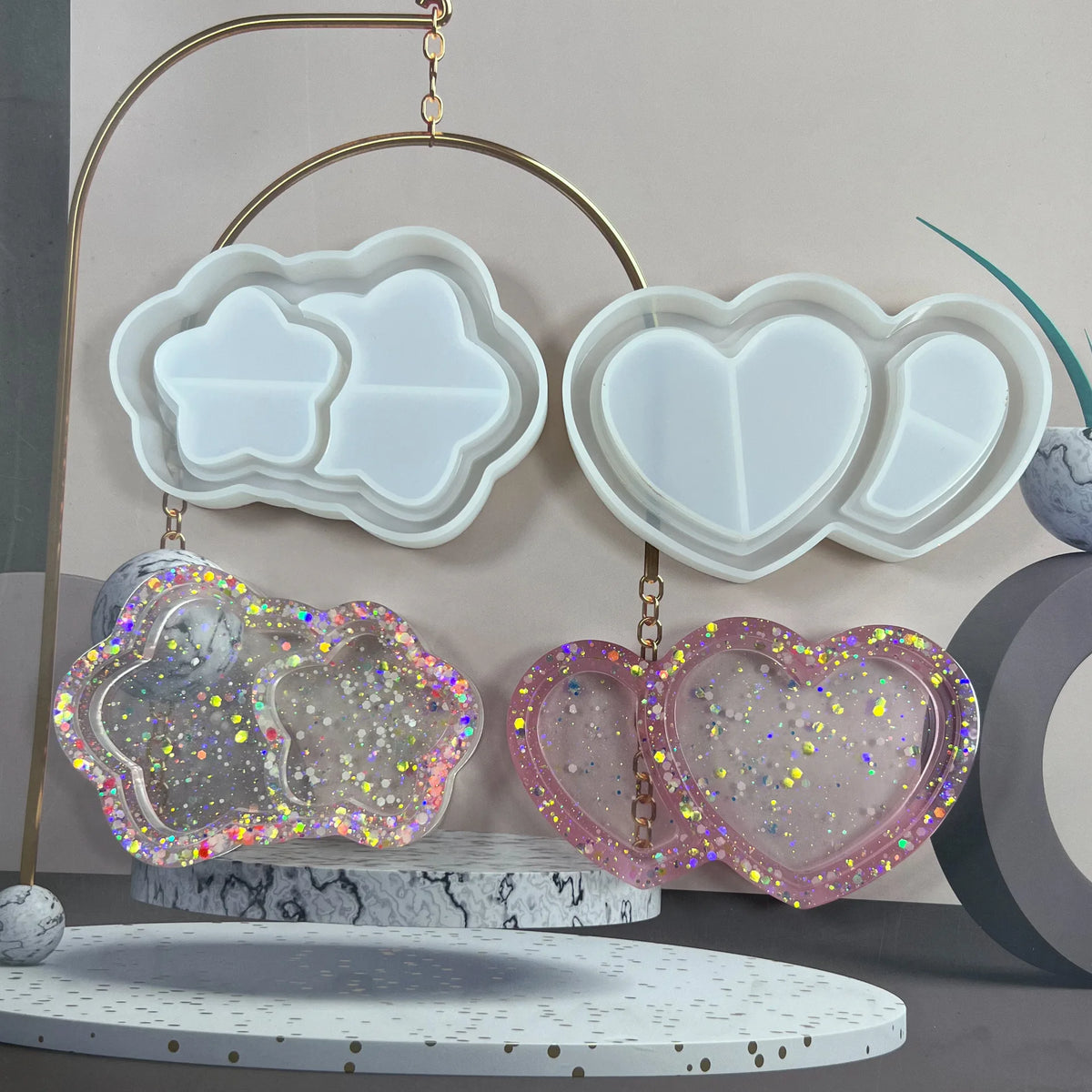 Silicone Resin Molds – Heart, Star & Cloud Coaster Tray DIY Silicone Craft Mold Axl