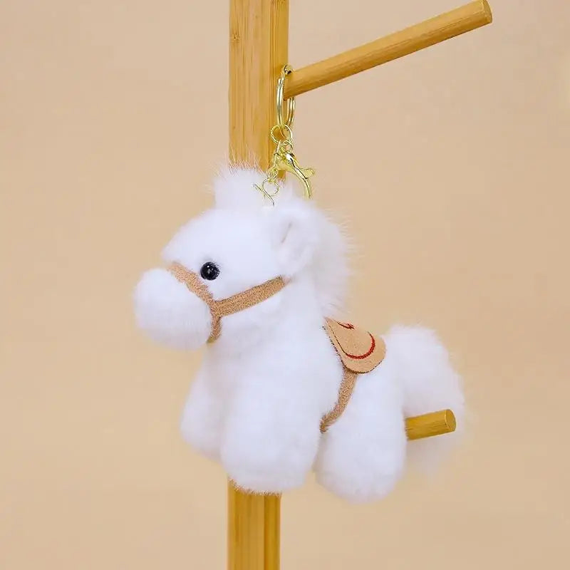 Zodiac Horse Plush Keychain – Kawaii Stuffed Bag Charm Gift Plush Keychain Charm Axl White