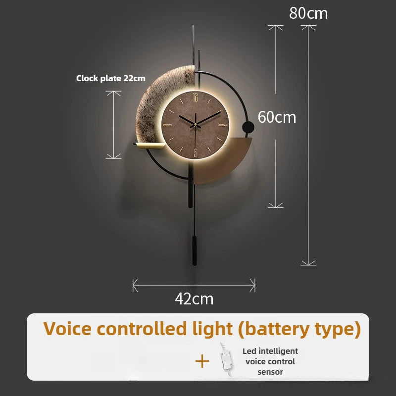 Nordic Large Modern Luxury Wall Clock – Acrylic & Metal Decor Wall Clock Axl 42X80CM With Light