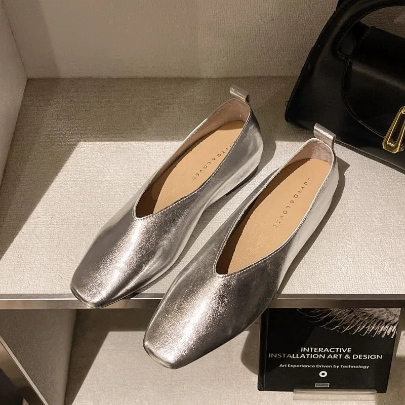 Women's Square Toe Mary Jane Loafers – Elegant Slip-On Flats Women's Loafers Axl