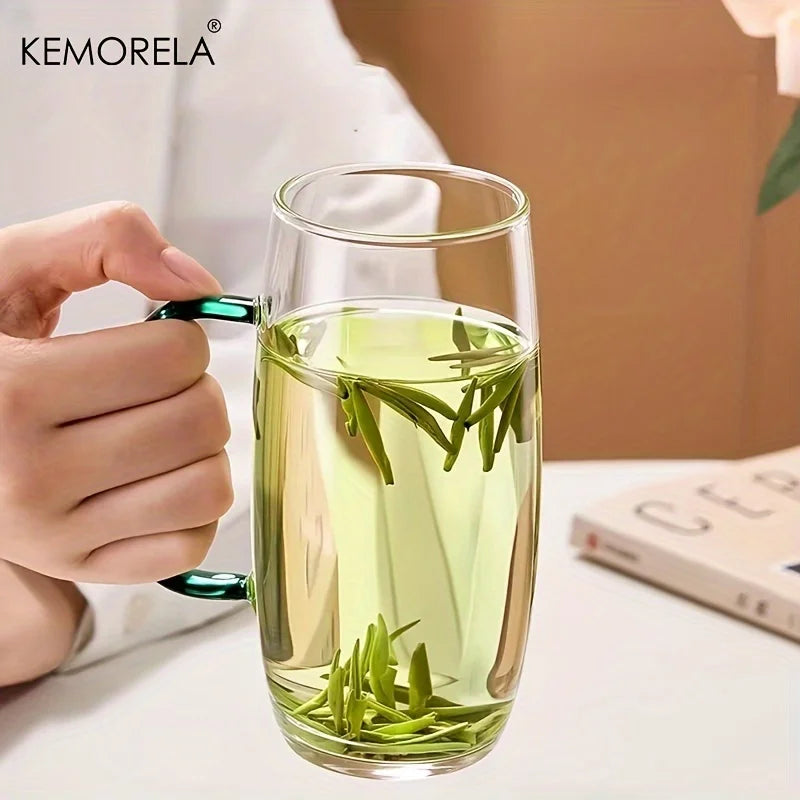 KEMORELA Heat-Resistant Glass Tea Cup with Handle | Microwave Safe Glass Tea Cup Axl