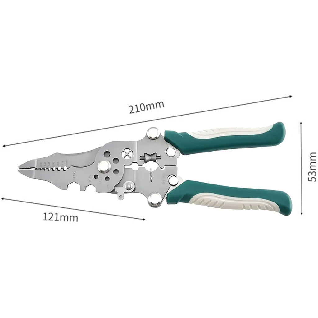 26-in-1 Foldable Wire Stripper Plier – Crimper & Cutter Tool Wire Stripper Plier Axl 210mm green