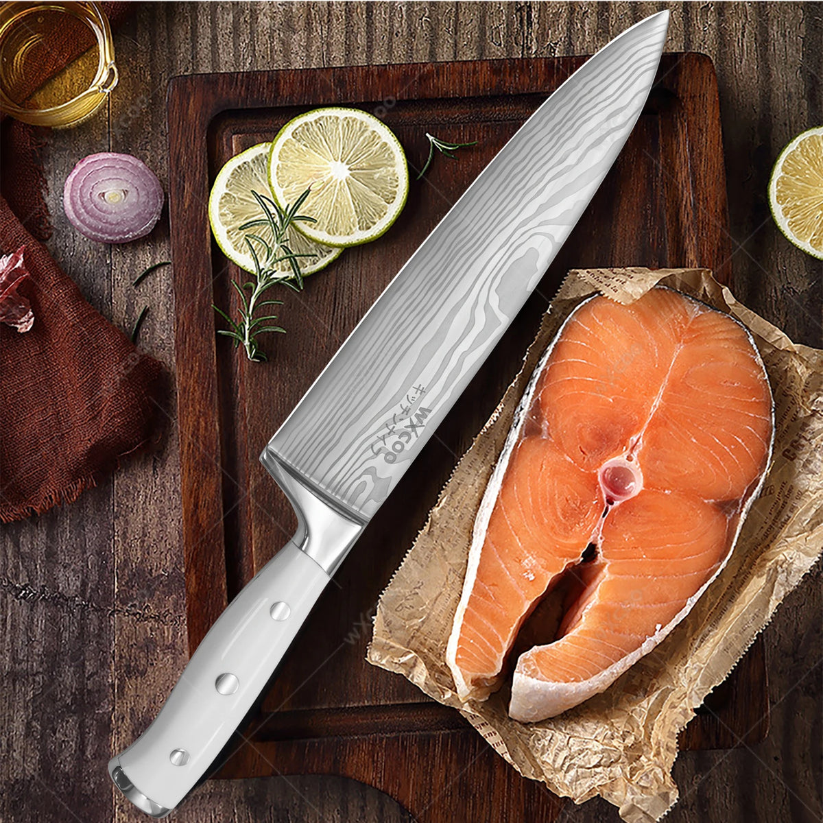 WXCOO 3-Piece Santoku Chef Knife Set – Stainless Steel Kitchen Kitchen Knife Set Axl