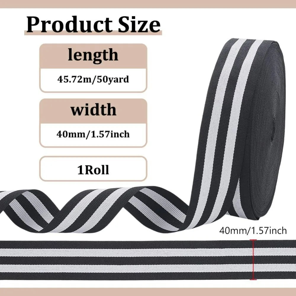 Black & White Striped Grosgrain Ribbon 1.57" – 50 Yards Grosgrain Craft Ribbon Axl