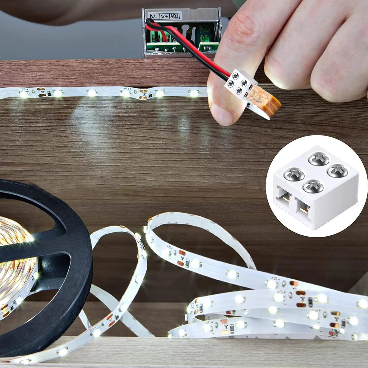 8mm LED Strip Light Connector – No-Solder Wire Adapter LED Strip Connector Axl