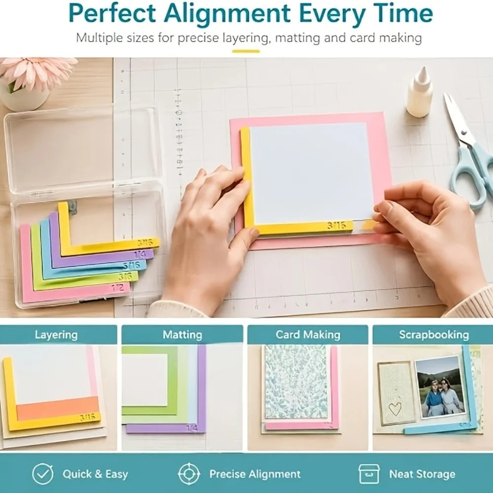 Color-Coded Paper Crafting Alignment Guides | 5/7Pc Set Crafting Alignment Rulers Axl