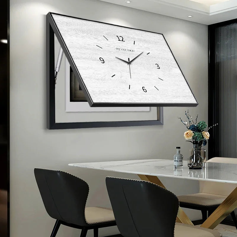 Meter Box Cover Wall Clock – Large Silent Wood & Metal Decor Decorative Wall Clock Axl
