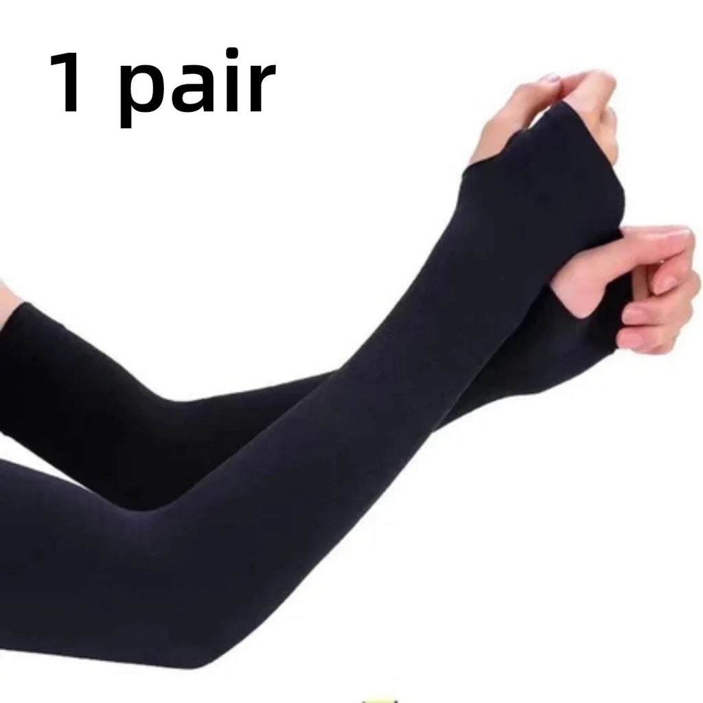 Unisex UV Protection Ice Silk Arm Sleeves | Sun Cover UV Arm Sleeves Axl black-1 pair