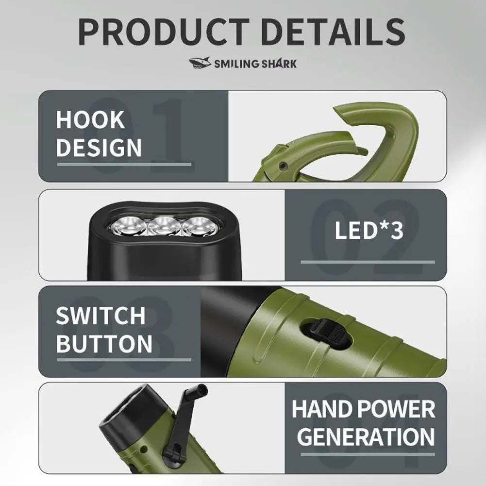 Solar Hand Crank LED Flashlight – Emergency Camping Lamp Solar Crank Flashlight Axl