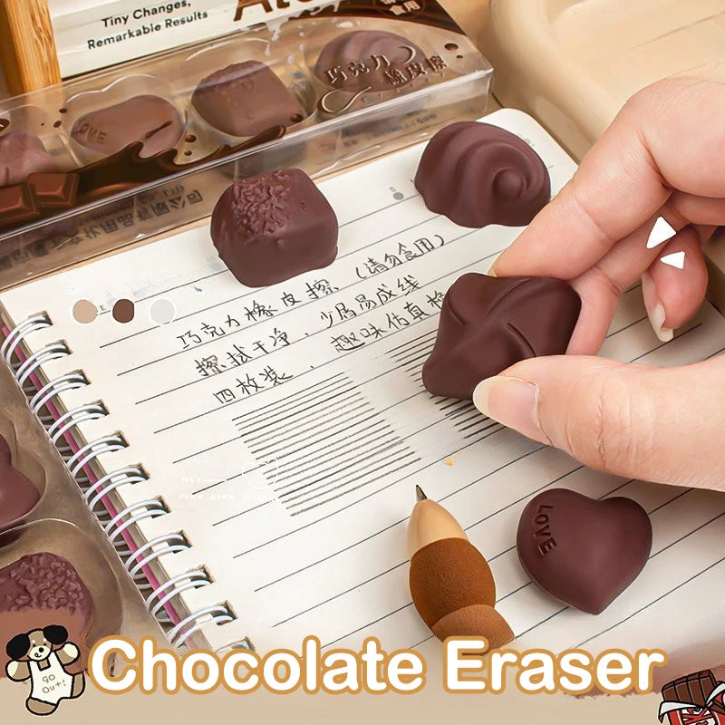 4-Pack Chocolate-Shaped Erasers – Cute Novelty Student Stationery Novelty Eraser Set Axl