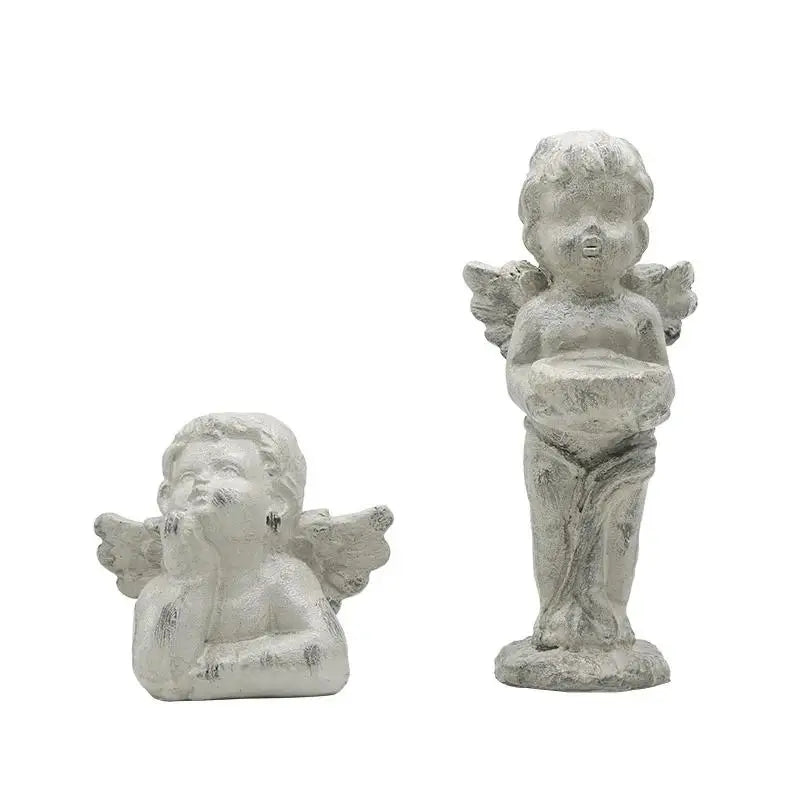 Angel Cupid Candlestick Holder – Resin Winged Baby Sculpture Candle Holder Axl