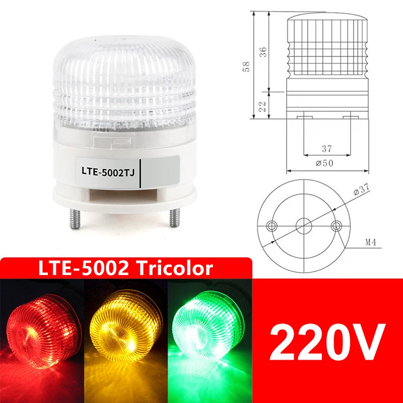 LTE-5002TJ LED Strobe Warning Light 12V 24V 220V Flashing Strobe Warning Light Axl 220V Tricolor
