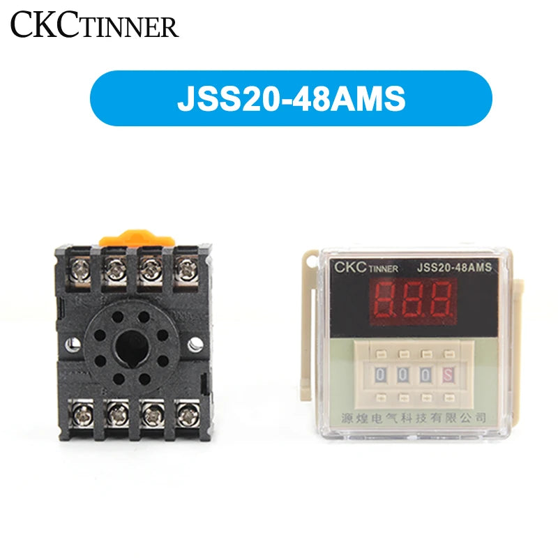 JSS20-48AMS LED Programmable Digital Time Relay & Socket Base Digital Time Relay Axl DC 12V