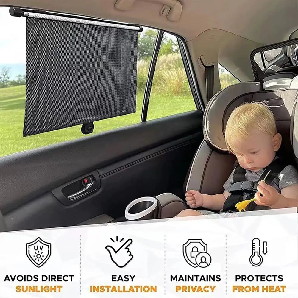 Retractable Car Side Window Sunshade | UV Block & Heat Shield Car Window Sunshade Axl