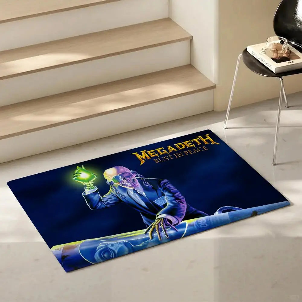 Megadeth Flannel Floor Mat – Non-Slip Soft Indoor Doormat Rug Flannel Floor Mat Axl