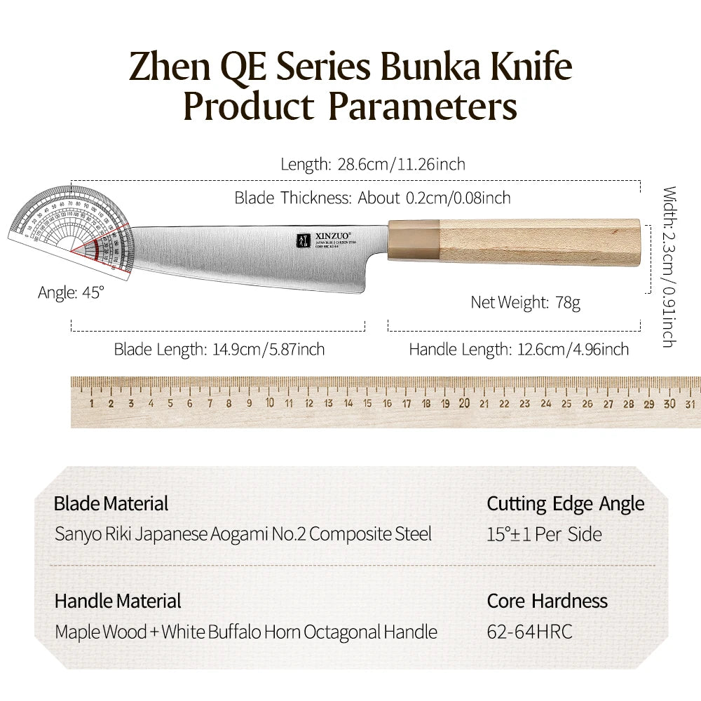 XINZUO 5.9" Kiritsuke Knife – Aogami No.2 Carbon Steel Japanese Kitchen Knife Axl