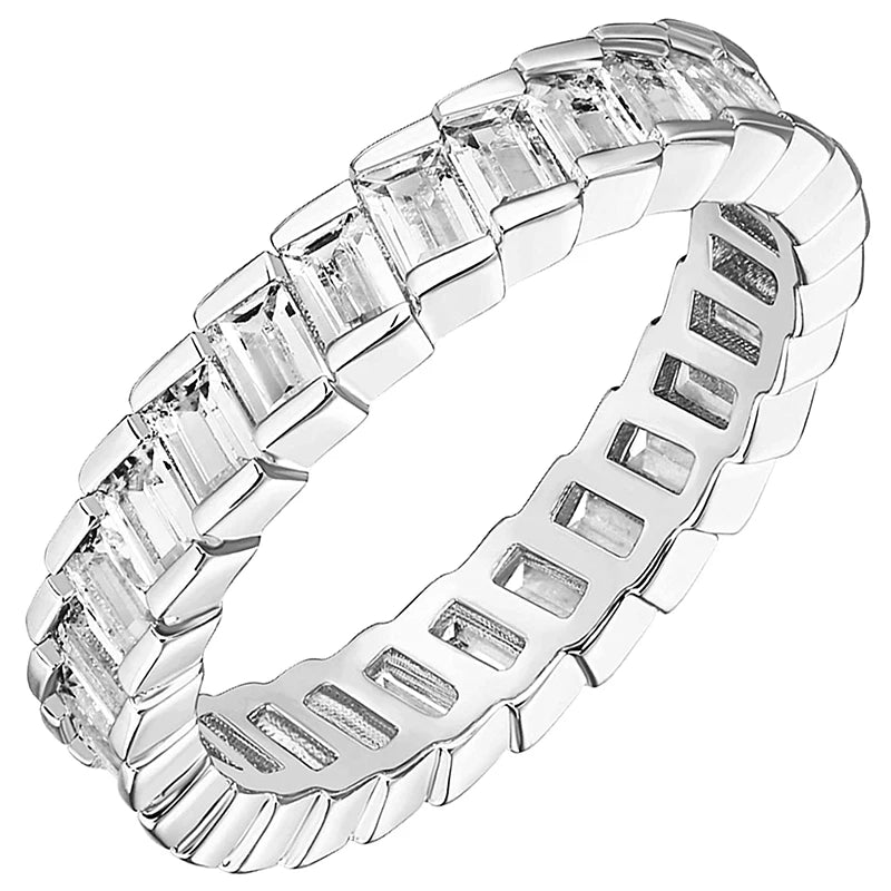 Huitan Geometric Cubic Zirconia Women's Wedding Band Ring Wedding Band Ring Axl T0243 10