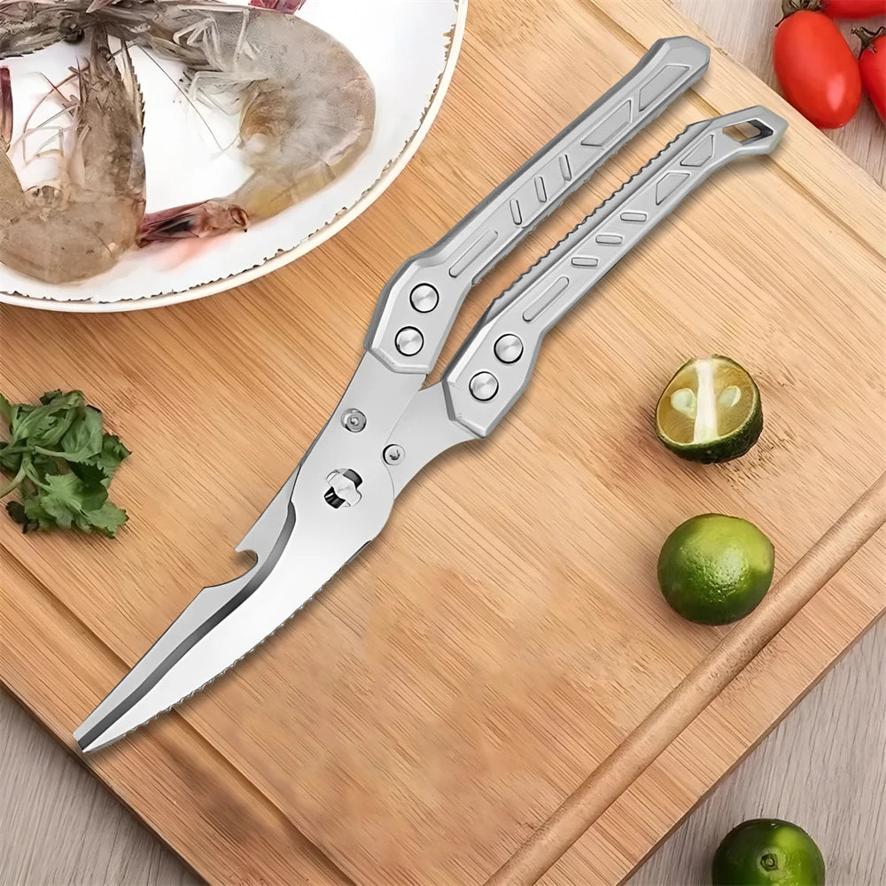 Multi-Functional Kitchen Scissors | Non-Slip Food & Bone Shears Kitchen Scissors Axl Scissors-Silvery